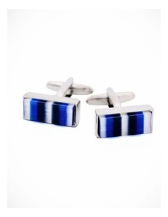 Blue Striped Cats Eye Cufflinks