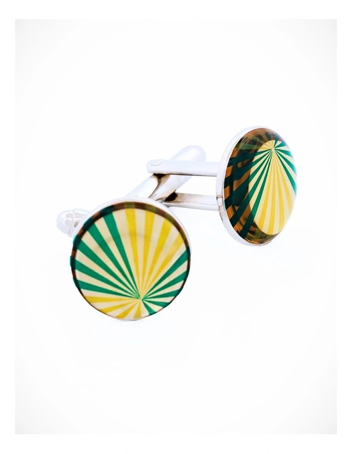 Green and Gold flare design round image 2