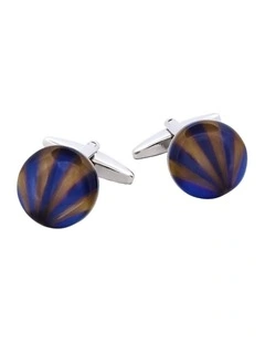 Brown & Blue Striped Cats Eye Cufflinks