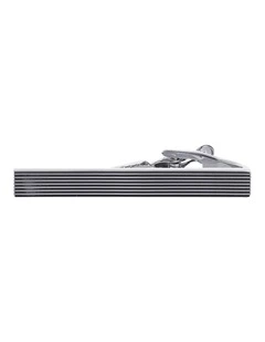 Rhodium Ribbed Thin Tie Bar
