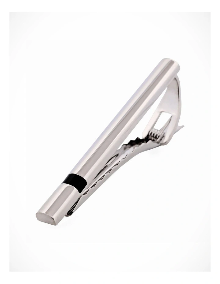 Brush Rhodium/Black Tie Bar 60mm image 2