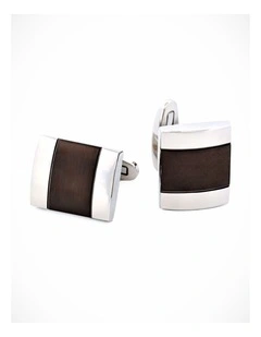 Polished Stainless Steel and Brushed Ion Plated Gun Metal Cufflinks