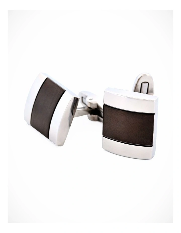 Polished Stainless Steel and Brushed Ion Plated Gun Metal Cufflinks image 3