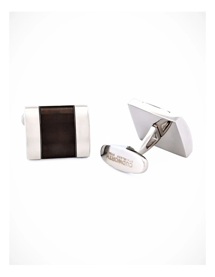 Polished Stainless Steel and Brushed Ion Plated Gun Metal Cufflinks image 4