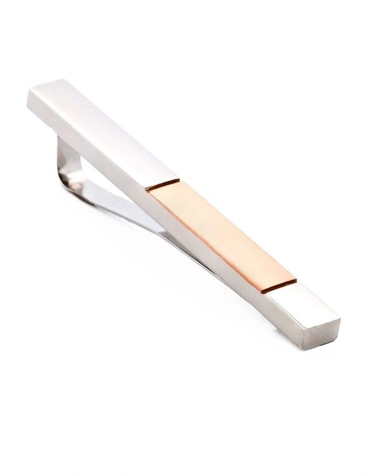 Polished Stainless Steel with Brushed Ion Plated Rose Gold Tie Slide image 2