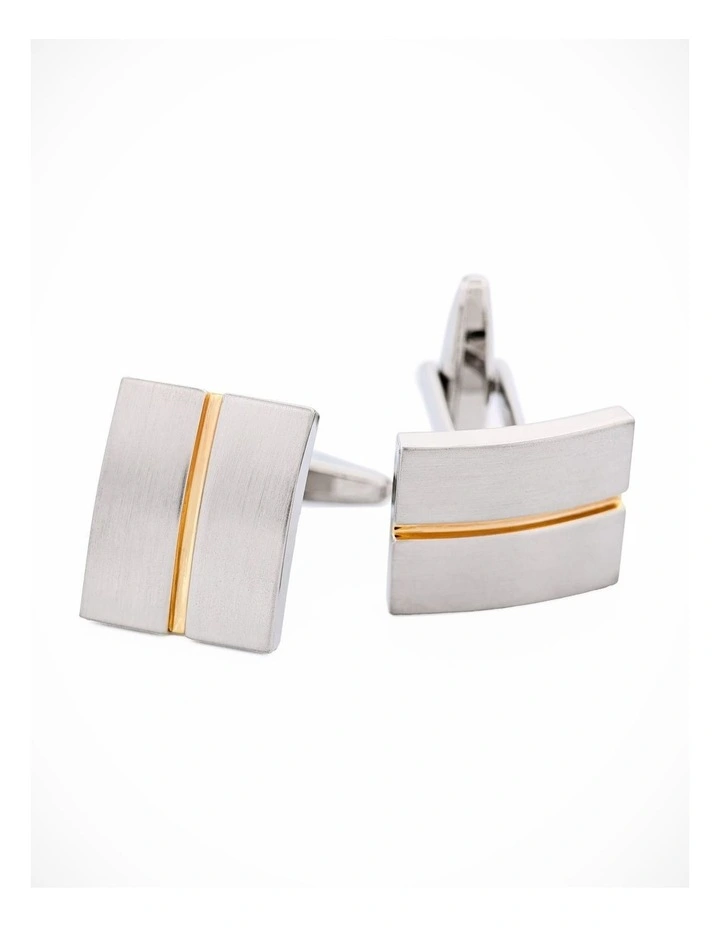 Brushed Rhodium Gold Cufflinks image 1