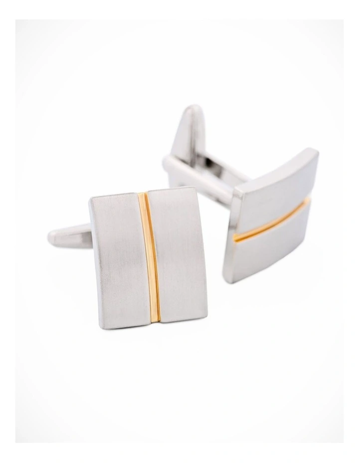 Brushed Rhodium Gold Cufflinks image 2
