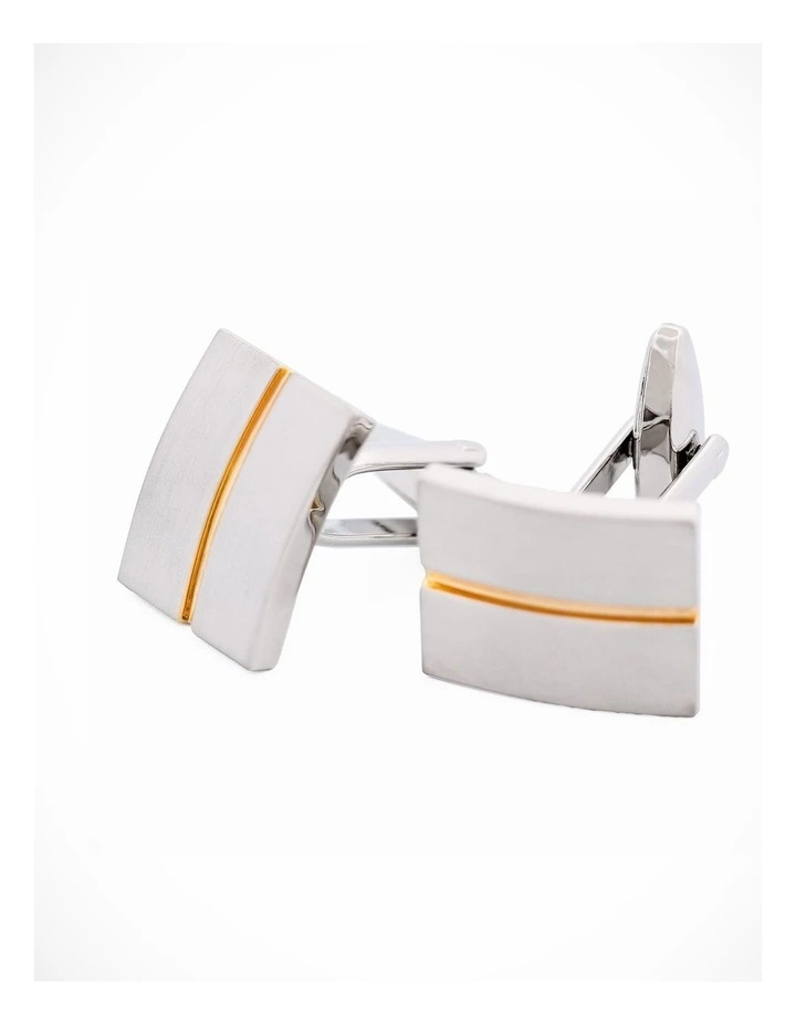 Brushed Rhodium Gold Cufflinks image 3