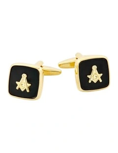 Masonic Cufflinks Gold/Black (with no G)