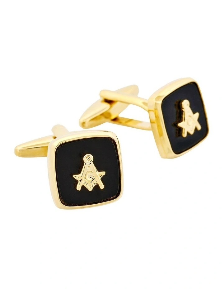 Masonic Cufflinks Gold/Black (with no G) image 2