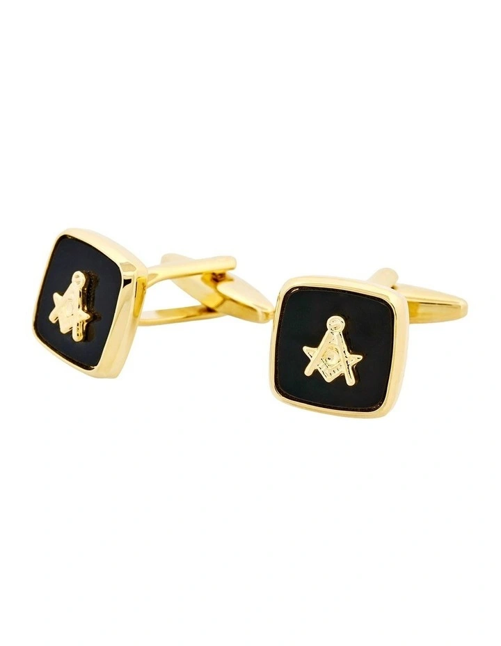Masonic Cufflinks Gold/Black (with no G) image 3