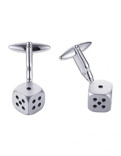 Rhodium Plated Dice Cufflinks