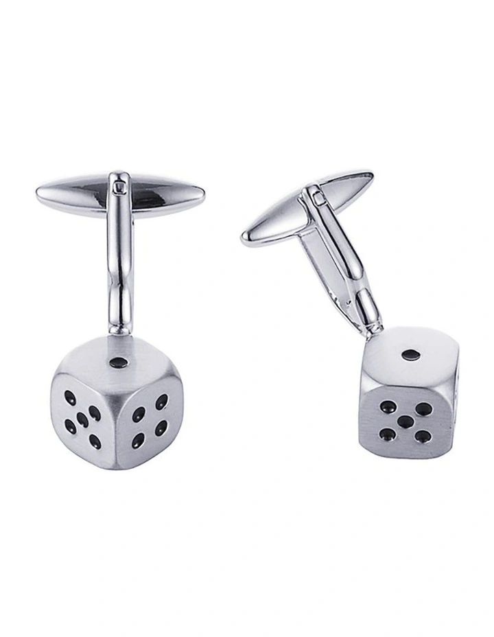 Rhodium Plated Dice Cufflinks image 1