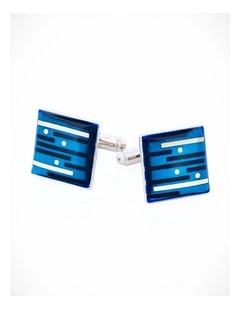 Blue and Silver stripe design square
