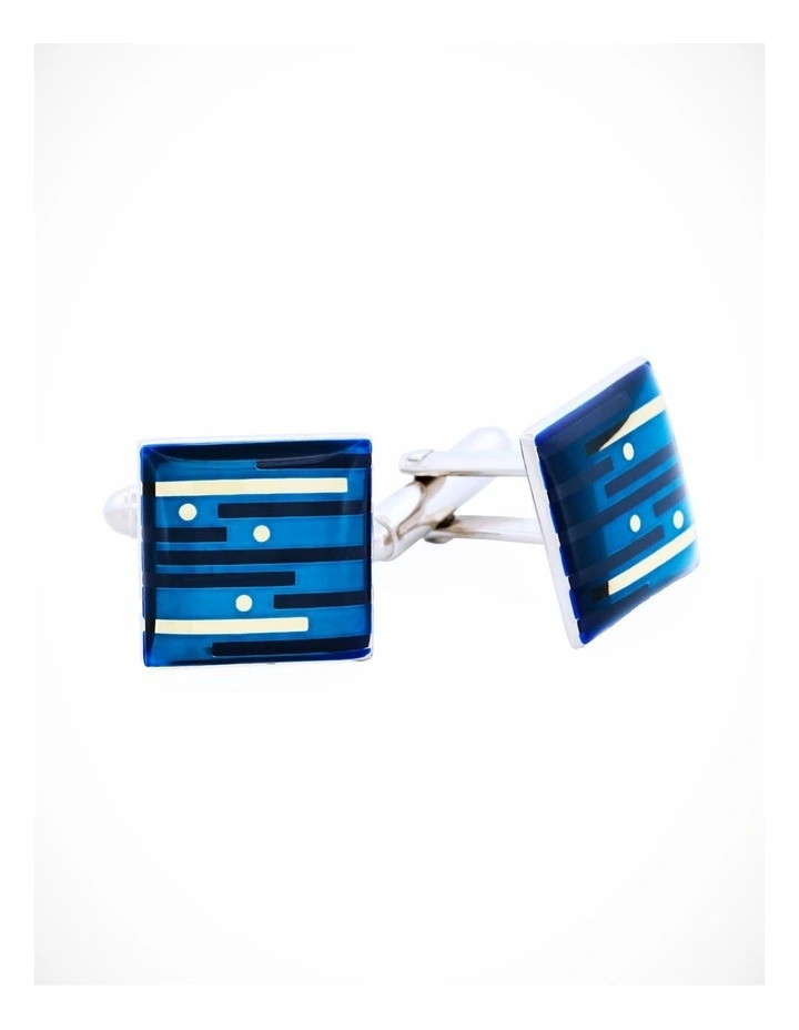 Blue and Silver stripe design square image 2