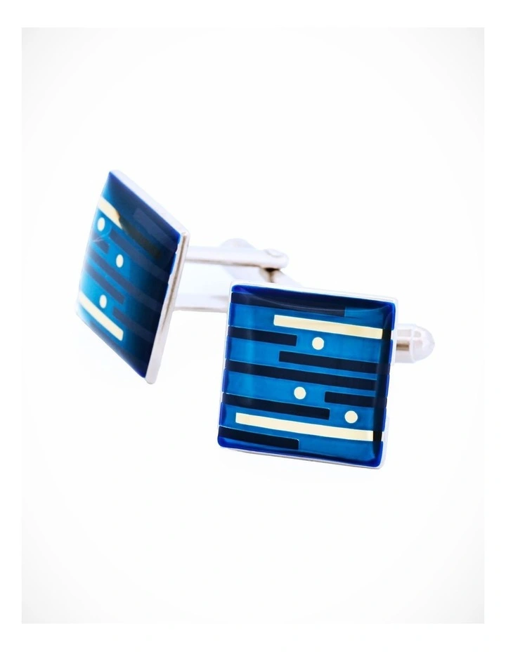 Blue and Silver stripe design square image 3