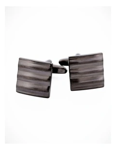 Sqaure Striped Gun Metal Cufflinks