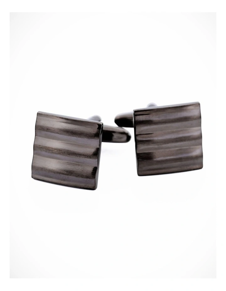 Sqaure Striped Gun Metal Cufflinks image 1