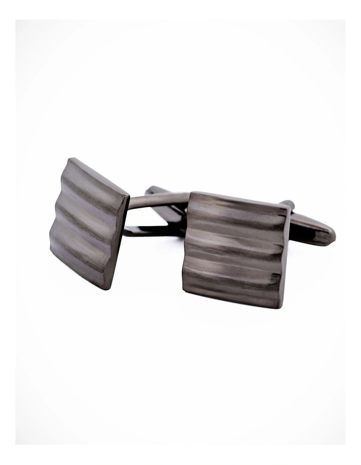 Sqaure Striped Gun Metal Cufflinks image 3