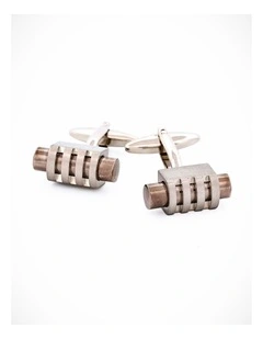 Brush Rhodium Gun Metal Cufflinks