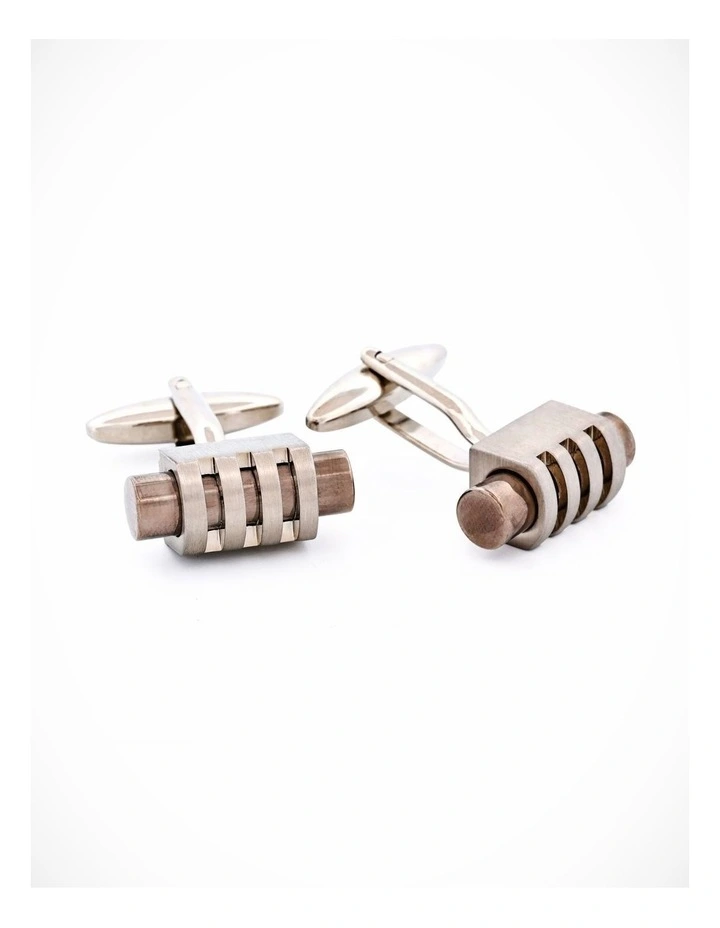 Brush Rhodium Gun Metal Cufflinks image 2