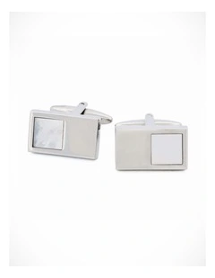 Rhodium Mother Of Pearl Cufflinks