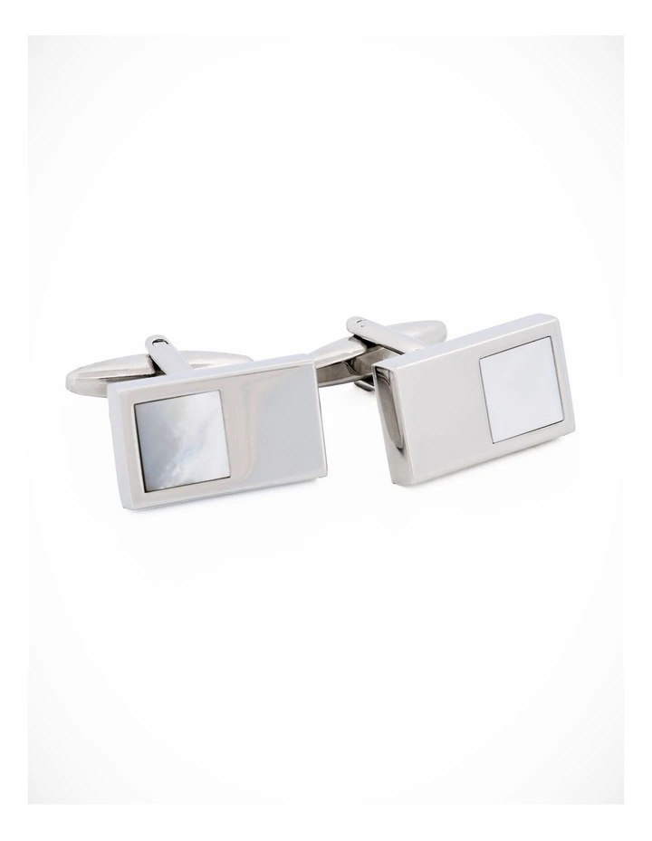 Rhodium Mother Of Pearl Cufflinks image 2