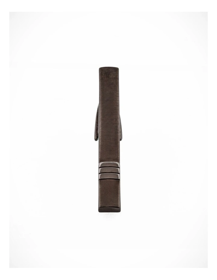 Brushed Gun Metal with three strips Tie Clip 51mm image 1