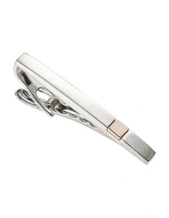 Polished Rhodium & Rose Gold Plated Tie Clip