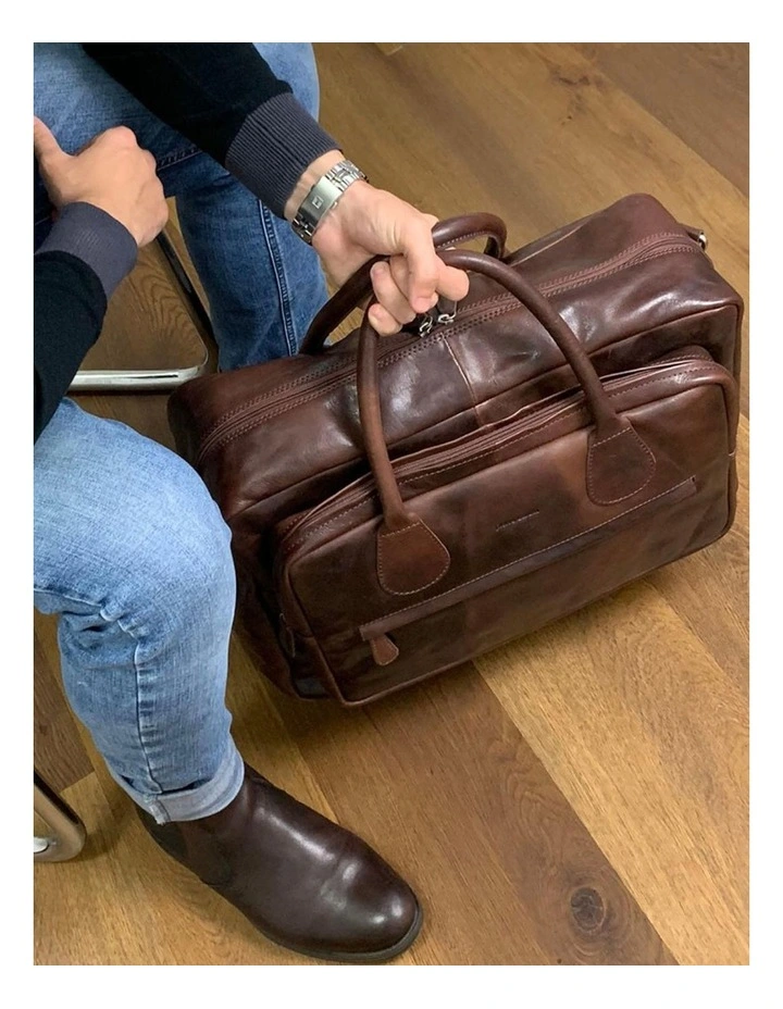 Pierre Cardin Rustic Leather Business Bag in Dark Chocolate image 2