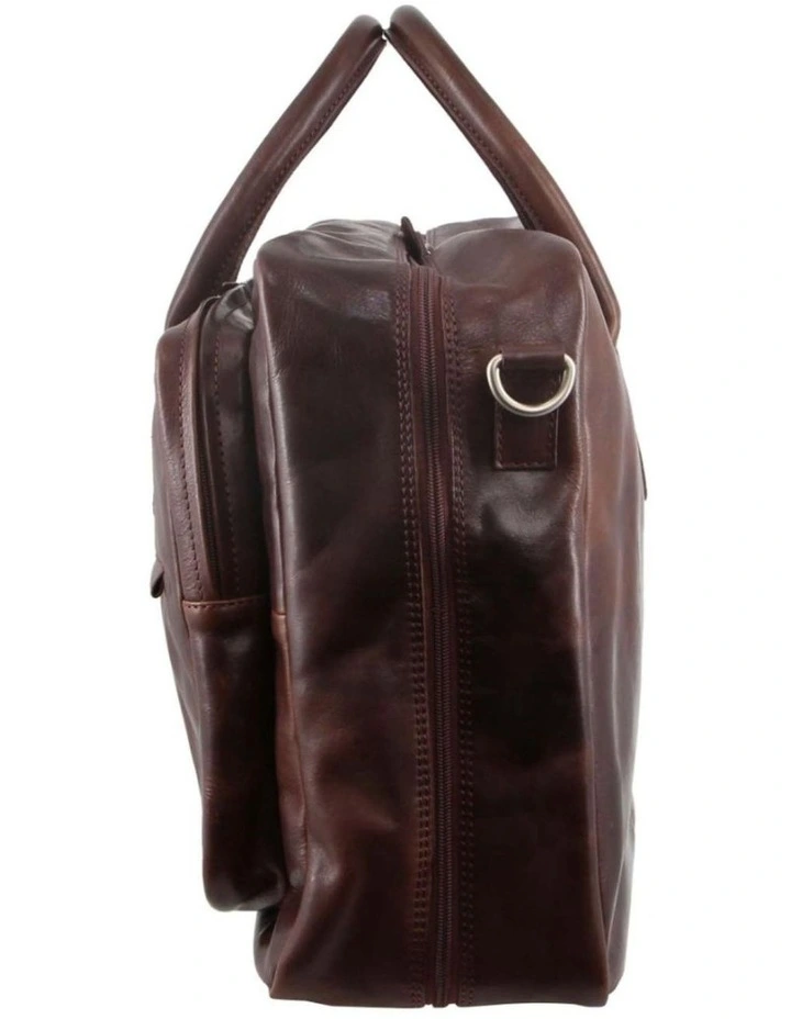 Pierre Cardin Rustic Leather Business Bag in Dark Chocolate image 3