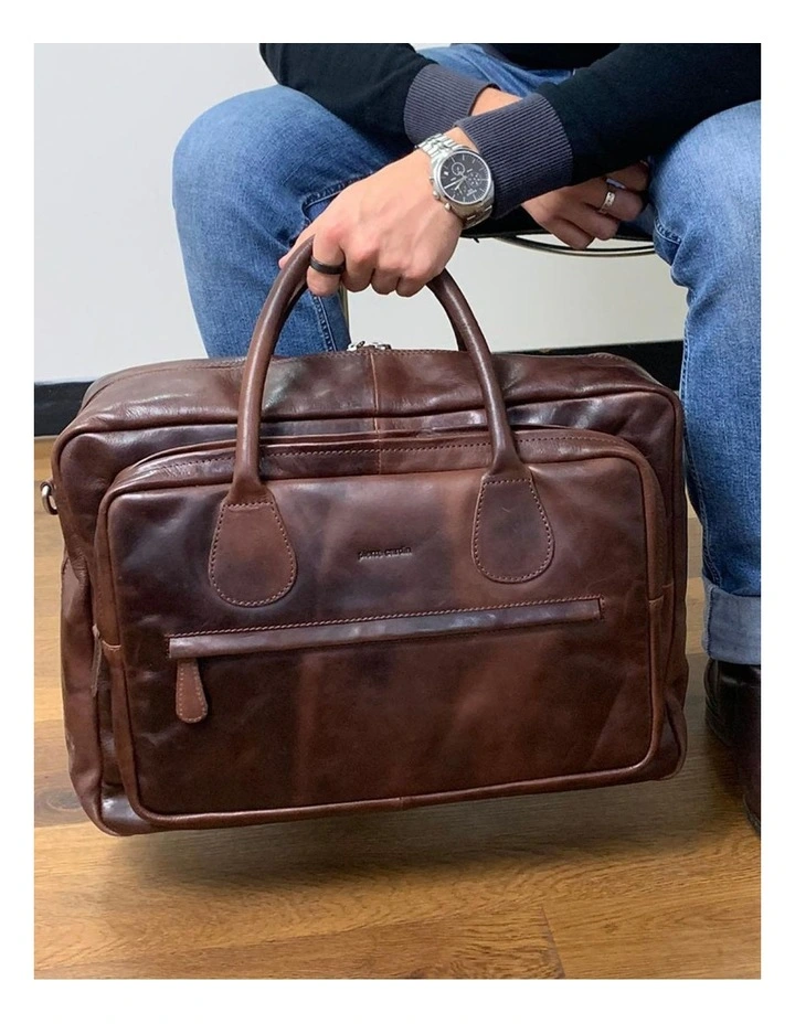 Pierre Cardin Rustic Leather Business Bag in Dark Chocolate image 5