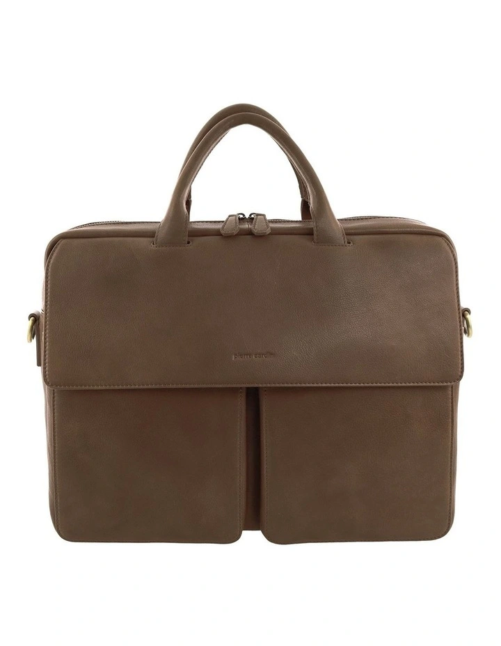 Pierre Cardin Leather Classic Messenger/Computer Bag in Oak image 3