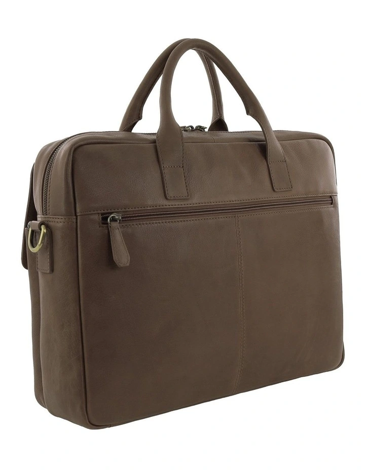 Pierre Cardin Leather Classic Messenger/Computer Bag in Oak image 4