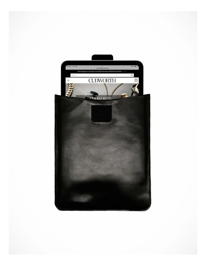 Black Leather Large iPad Sleeve image 1