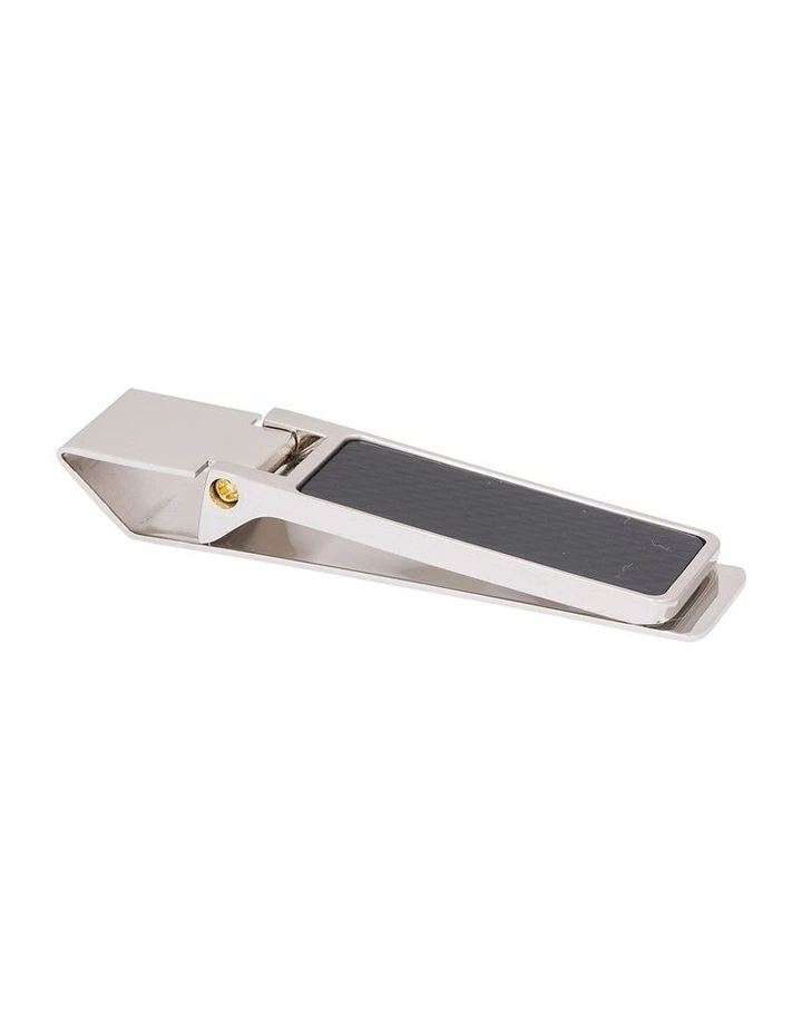 Rhodium Plated & Black Check Money Clip image 1