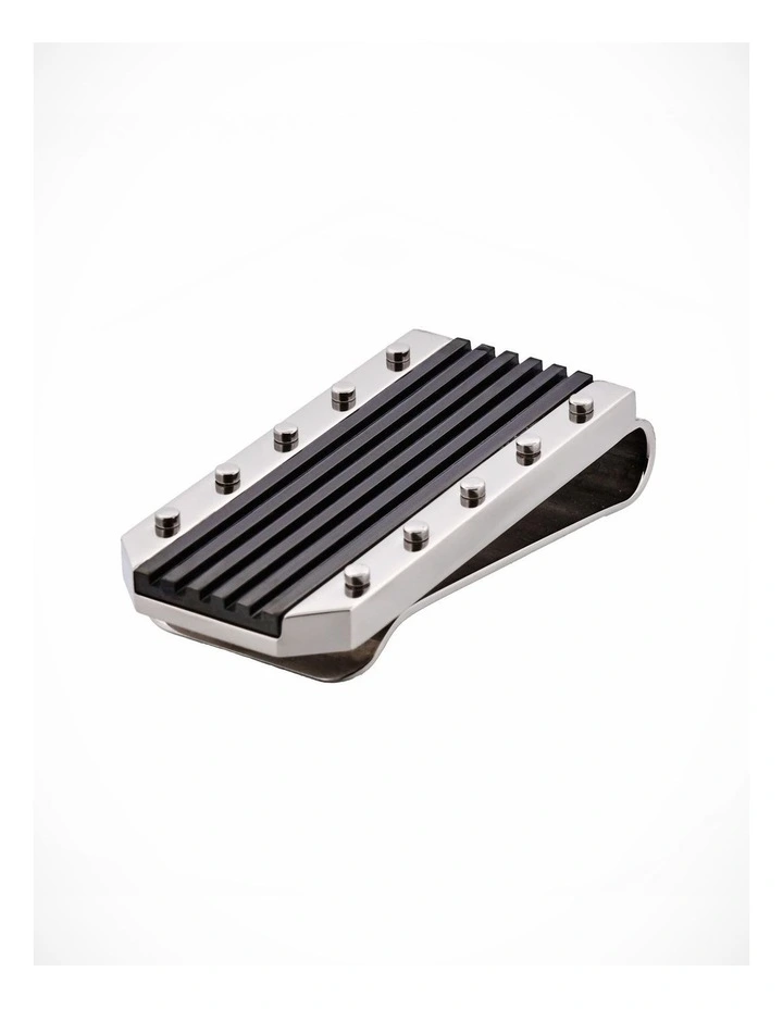 Polished Stainless Steel Money Clip with Ion Plated Black Stripe Pattern image 2