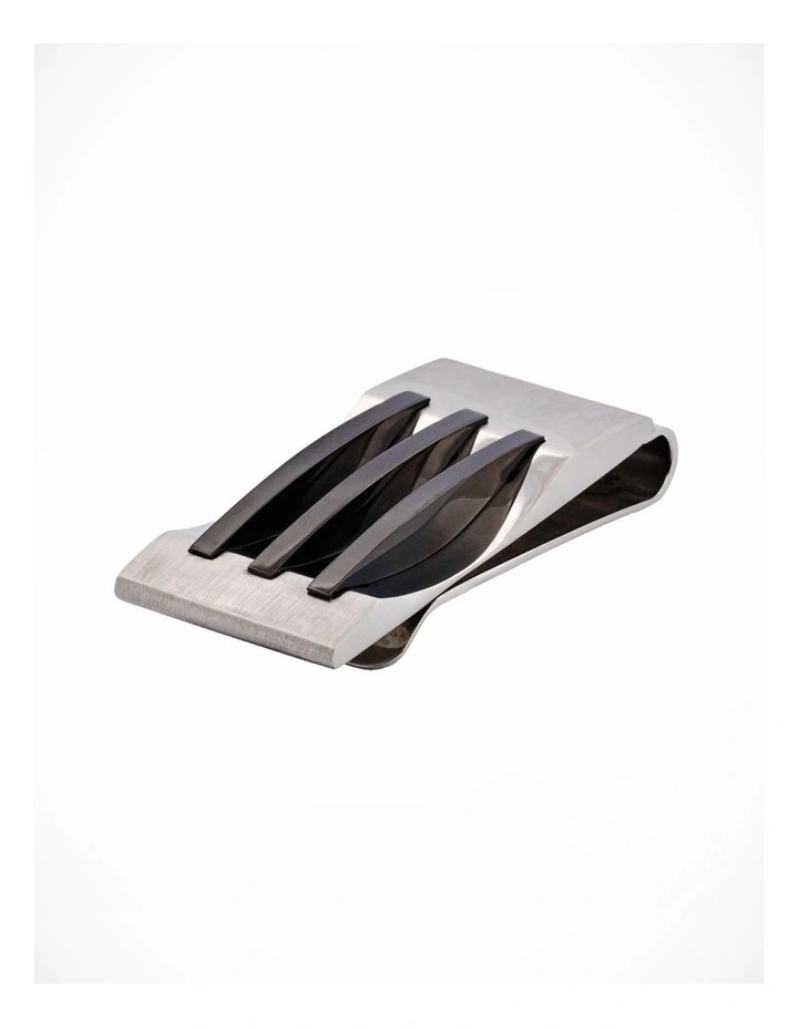 Polished Stainless Steel Ion Plated Black Striped Money Clip image 2