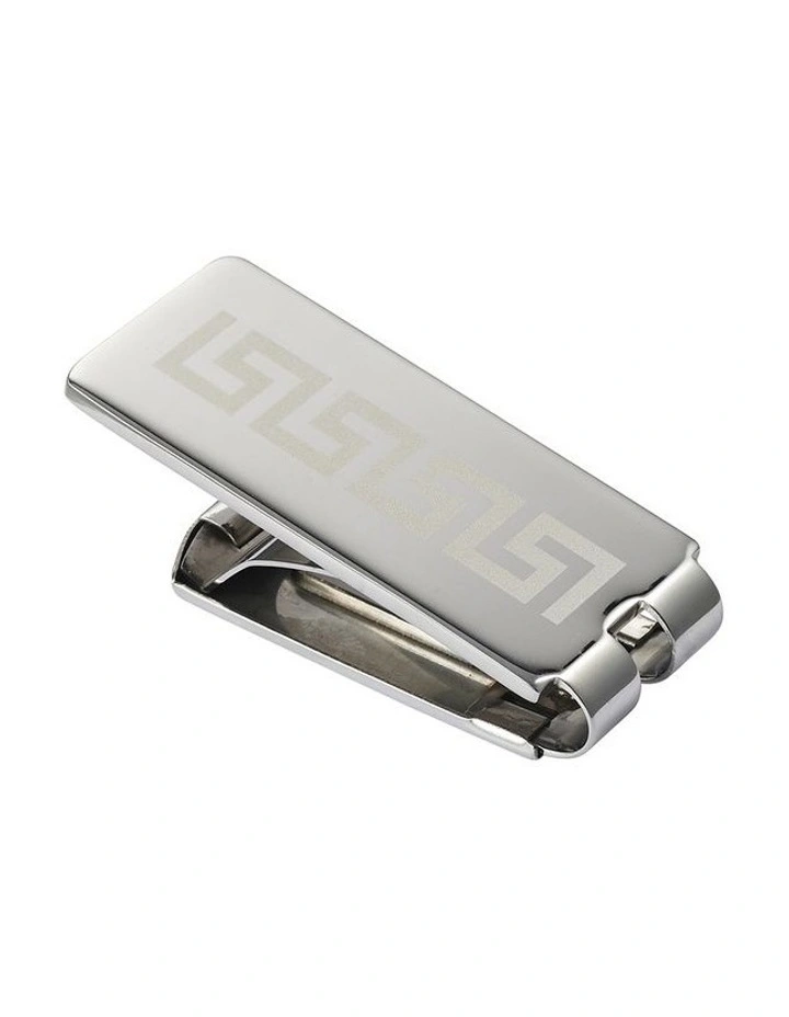 Stainless Steel Greek Key Patterned Money Clip image 1
