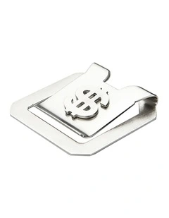 Brushed Square Stainless Steel $ Patterned Money Clip