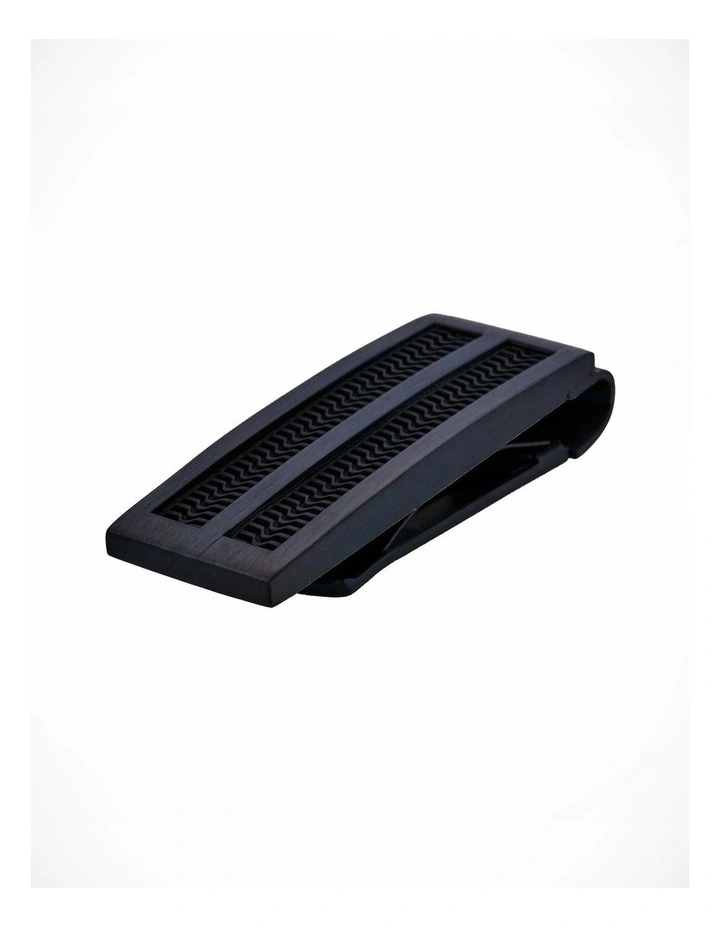 BrushedIon Plated Black Stainless Steel & Black Rubber Inlay Money Clip image 3