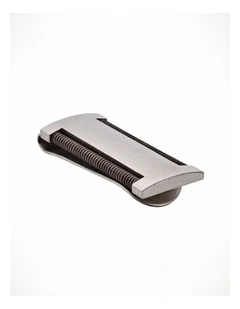 Brushed Stainless Steel Money Clip with Drill Bits on Both Sides