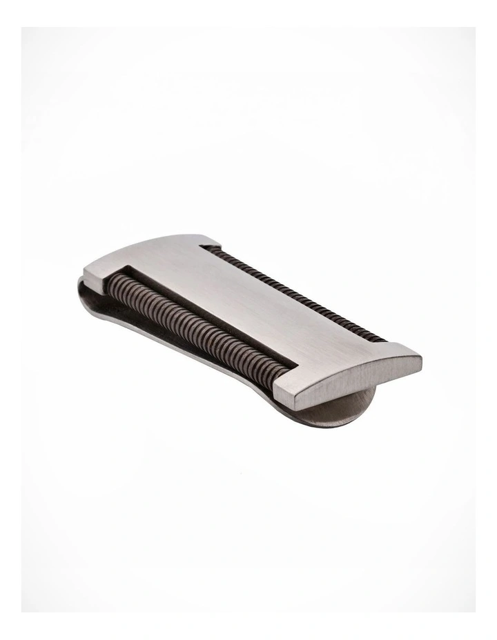 Brushed Stainless Steel Money Clip with Drill Bits on Both Sides image 1