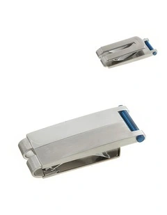Stainless Steel & Ion Plated Blue Bar Money Clip