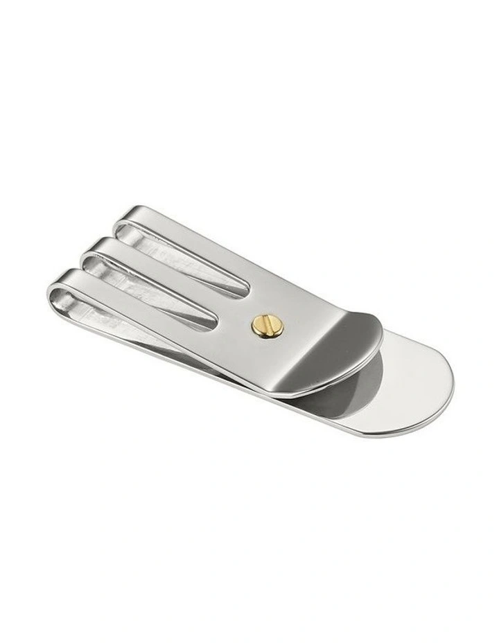 Polished Stainless Steel & Gold Screw Money Clip image 1
