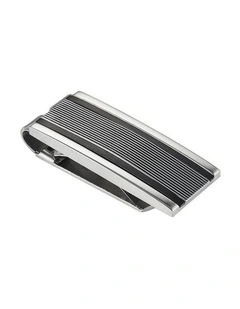 Stainless Steel & Black Stripe & Diamond Cut Money Clip