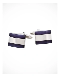 Rhodium & Black Cats Eye Cufflinks