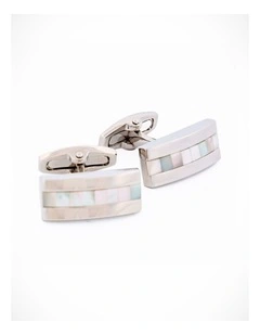 Rhod Blue Pink Mother Of Pearl Cufflinks