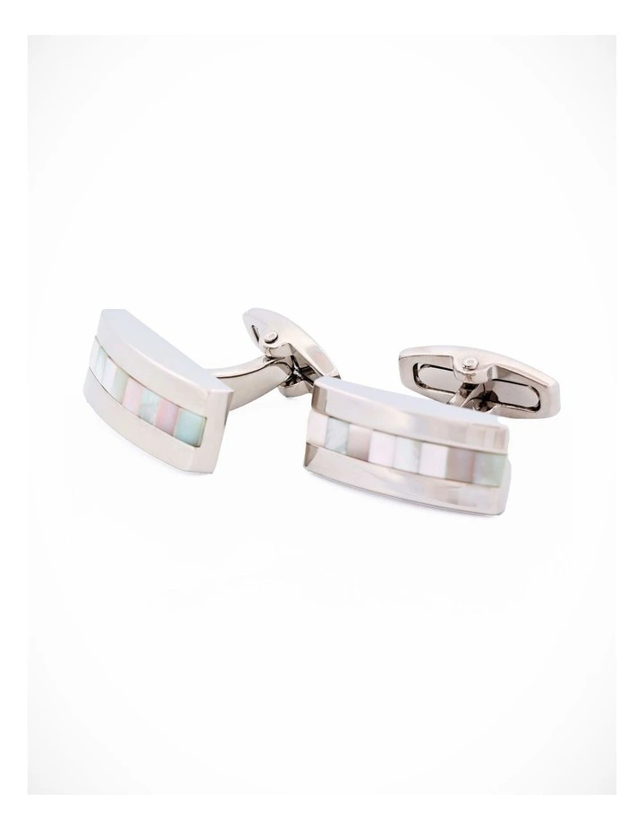 Rhod Blue Pink Mother Of Pearl Cufflinks image 2