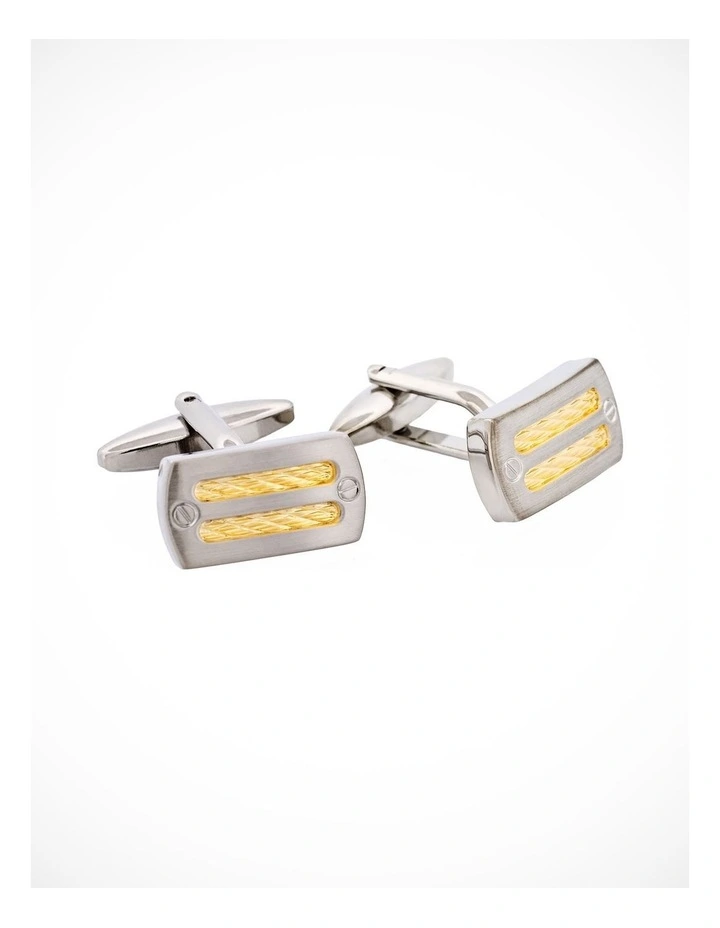 Rhodium & Gold Plated Cable Cufflinks image 2
